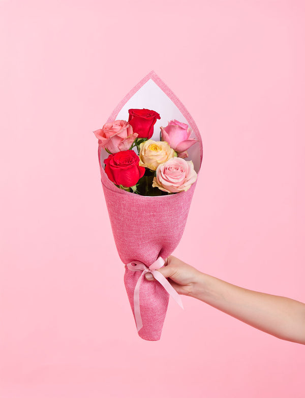 Half A Dozen Mixed Roses