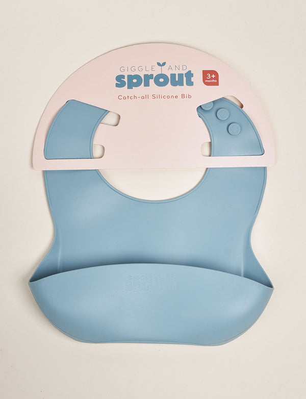 Giggle & Sprout Blue Silicone Bib