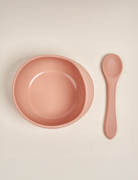 Giggle & Sprout Silicone Bowl & Spoon - Orange