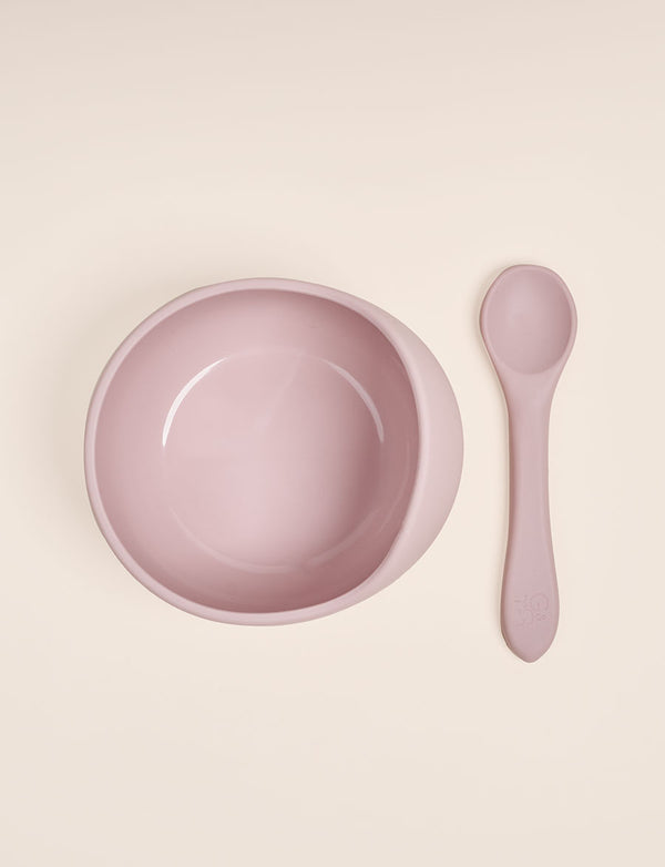 Giggle & Sprout Silicone Bowl & Spoon - Pink