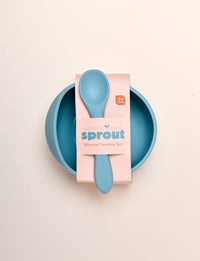 Giggle & Sprout Silicone Bowl & Spoon - Blue