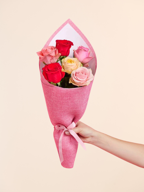 Half A Dozen Mixed Roses