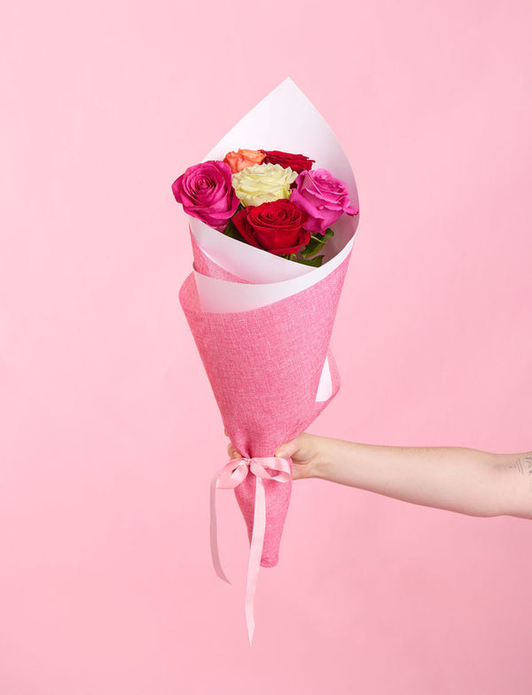 Half A Dozen Mixed Roses