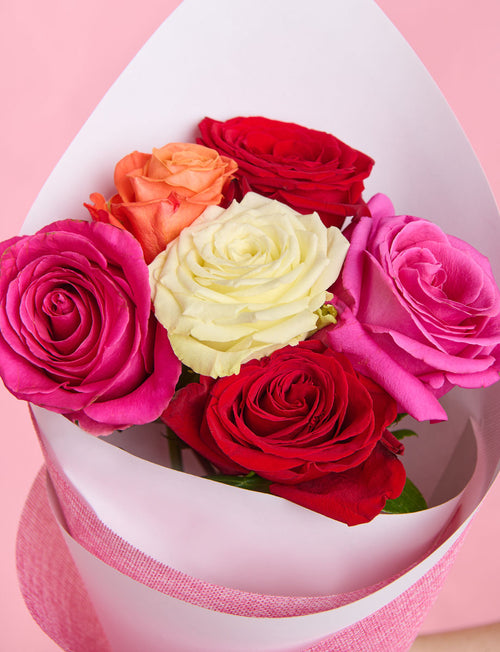 Half A Dozen Mixed Roses