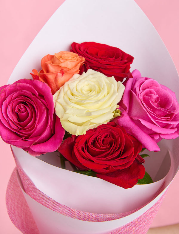 Half A Dozen Mixed Roses