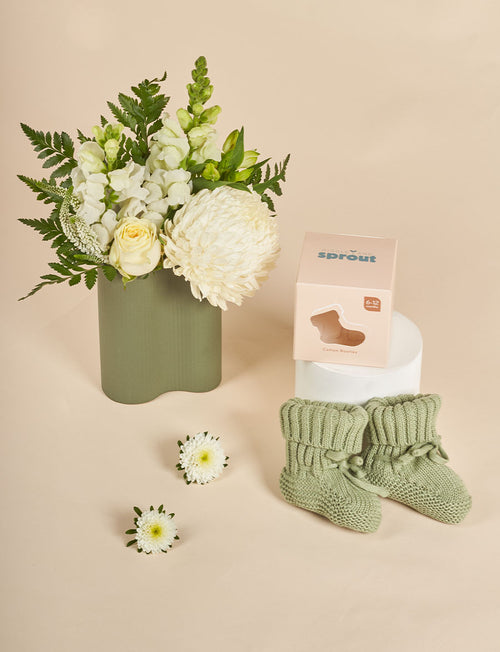 Giggle & Sprout Sage Green Booties