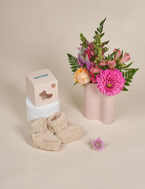 Giggle & Sprout Cream Speckled Booties