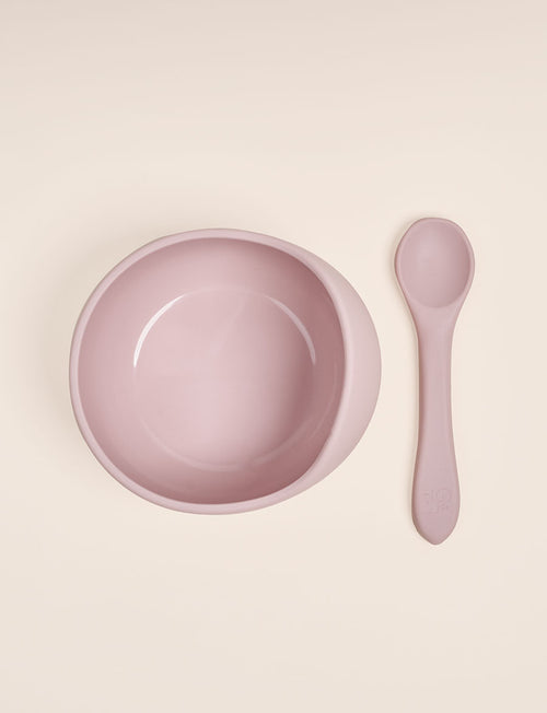 Giggle & Sprout Silicone Bowl & Spoon - Pink